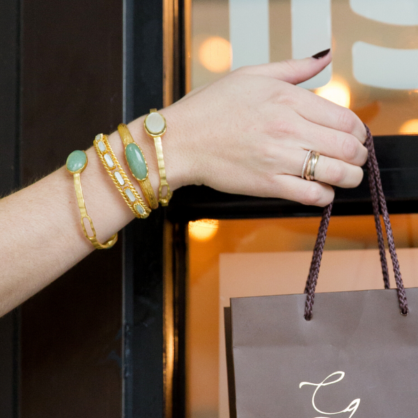 Custom Letter Gold Beaded Bracelet– Christina Greene LLC
