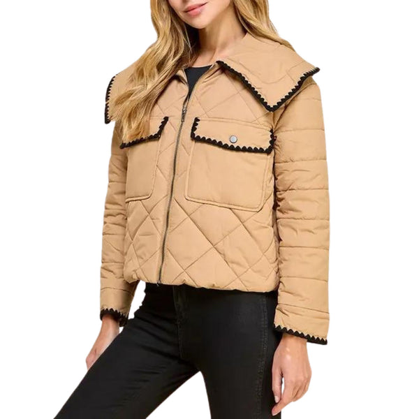 Front Zipper Quilted Puffer Jacket