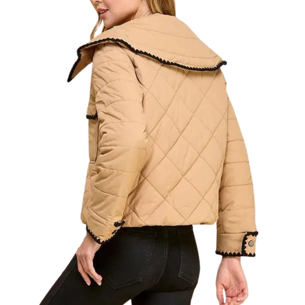 Front Zipper Quilted Puffer Jacket