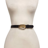 Genuine Leather 1" Belt with Shiny Gold Buckle