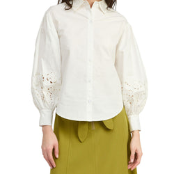 Cutwork Embroidery Collared Shirt