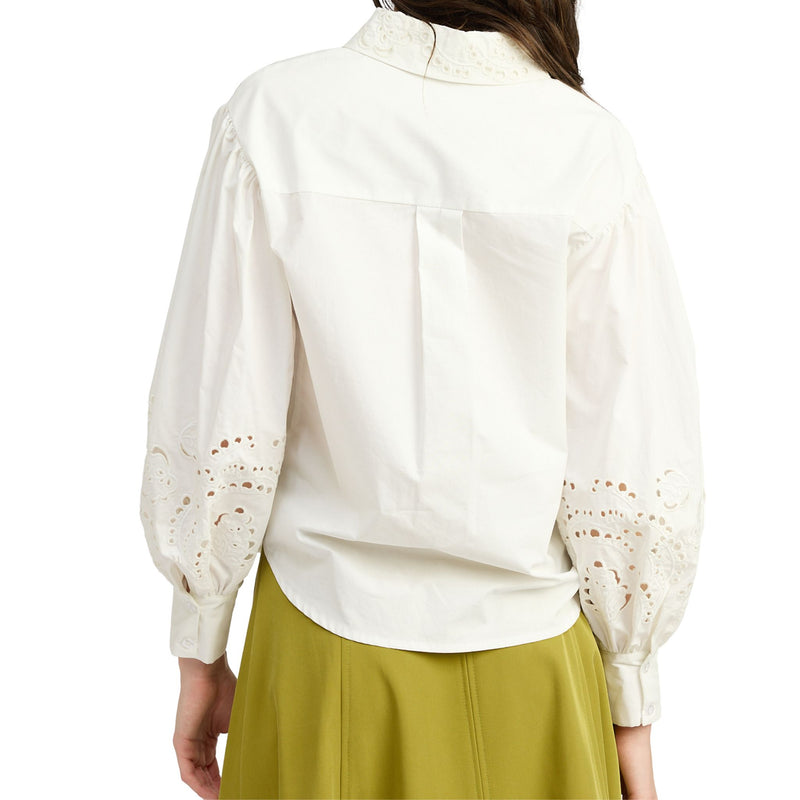 Cutwork Embroidery Collared Shirt