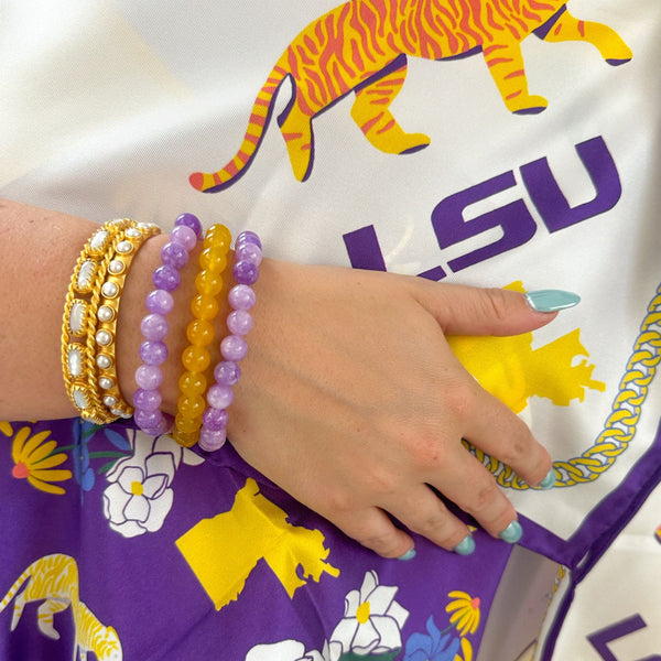 LSU Beaded Bracelet Stack