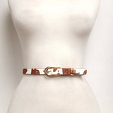 Classic Gold Buckle with Genuine Hair-on  Leather Belt