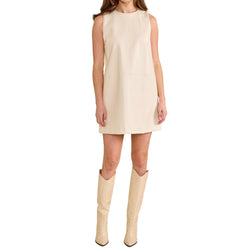 Cream Faux Leather Midi Dress