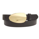 Genuine Leather 1" Belt with Shiny Gold Buckle