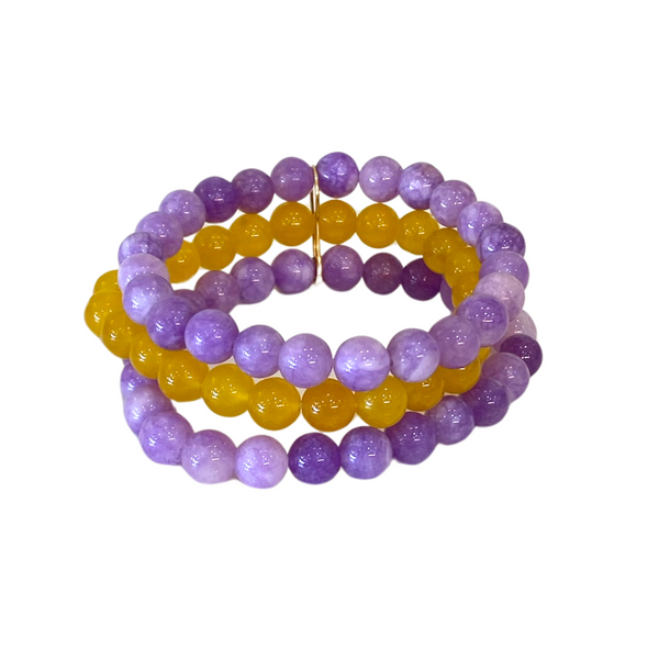 LSU Beaded Bracelet Stack