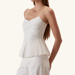 Alma Pleated Off White Top