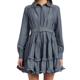 Angeline Embroidered Chambray Mini Dress