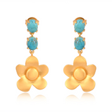 Beachside Bloom Drop Earrings - Turquoise