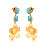 Beachside Bloom Drop Earrings - Turquoise