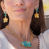 Beachside Bloom Drop Earrings - Turquoise