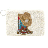 Boots and Hat Beaded Coin Purse