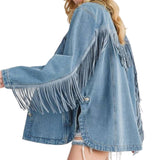 Button Down Denim Fringe Jacket