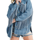 Button Down Denim Fringe Jacket