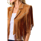 Camel Studded Fringe Shrug