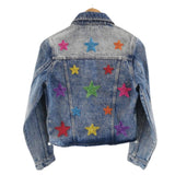 Cropped Denim Jacket with Glass Beads