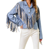 Denim Blue 2-Tone Fringe Jacket