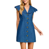 Denim Scallop Detail Button Down Dress