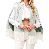 Fringe Detail Open Cape Jacket