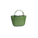 Genuine Leather Woven Basket Bag With Shoulder Strap