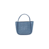 Genuine Leather Woven Basket Bag With Shoulder Strap