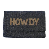 Howdy Beaded Clutch-Black