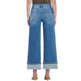 High Rise Cuffed Wide Jeans