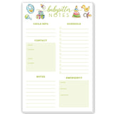 Babysitter Notes Handpainted Baby Icons Large Notepad