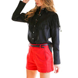 Long Sleeve Tassel Button Down Shirt