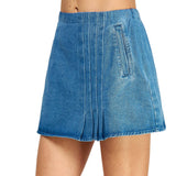 Pin-Tuck Denim Skort