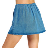 Pin-Tuck Denim Skort