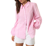 Puff Long Sleeve Collared Button Down Shirt