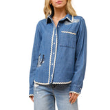 Ric Rac Embroidered Western Denim Top