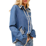 Ric Rac Embroidered Western Denim Top