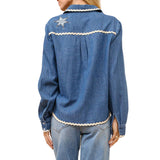 Ric Rac Embroidered Western Denim Top