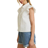 Ruffle Sleeve Button-Down Top