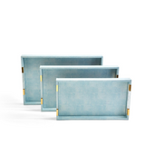 3 Aqua Decorative Rectangle Trays