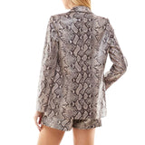 Snake Skin Print Front Open Blazer