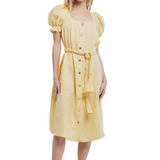 Sunny Daydream Yellow Linen Dress