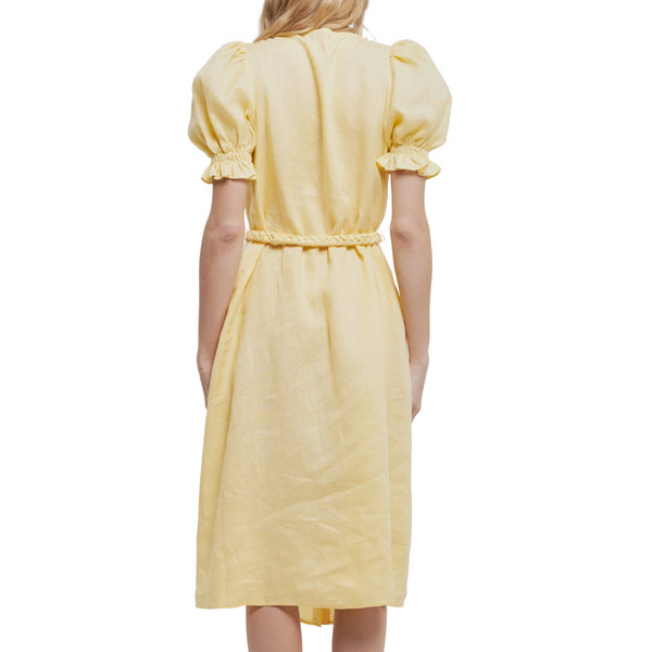 Sunny Daydream Yellow Linen Dress