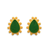 Starburst Stud Earrings - Green Strawberry Quartz