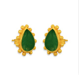 Starburst Stud Earrings - Green Strawberry Quartz