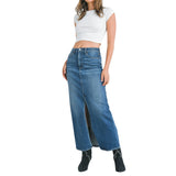 Stretch Classic Denim Midi Skirt