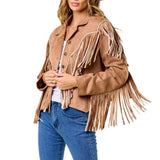 Tan 2-Tone Fringe Jacket