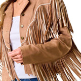 Tan 2-Tone Fringe Jacket