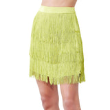 Tiered Fringe Satin Mini Skirt