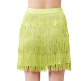 Tiered Fringe Satin Mini Skirt