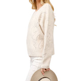 Western Boots Stitch Pattern Crew Neck Sweater